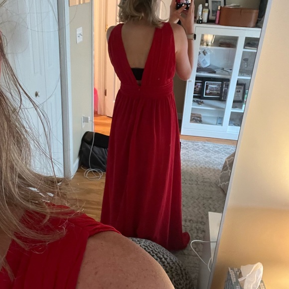 Lulus Red V-Neck dress - Picture 2 of 5